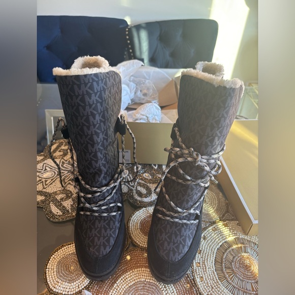 Michael Kors Black and Gray Heeled Boots - Picture 9 of 9